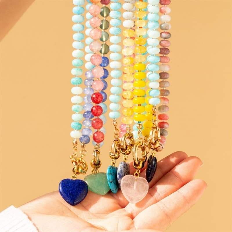 Natural Stone Semi-Precious Glass Mixed Necklace | 40NK9702: Turq
