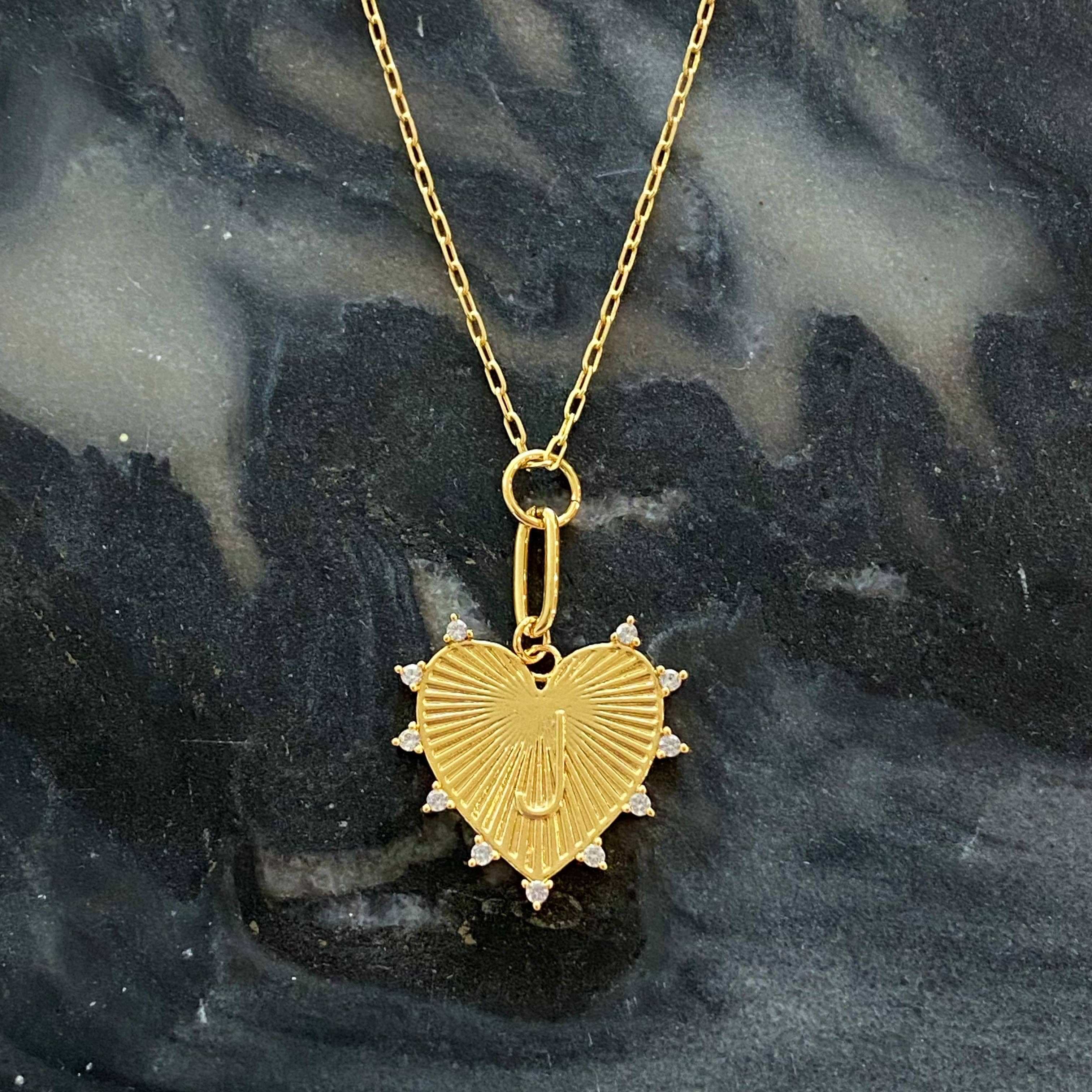 Gold Initial Heart Necklace