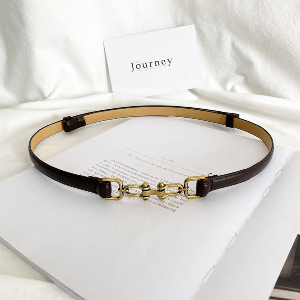 WAIST-HUGGING VINTAGE MATTE THIN BELT_CWABE0647: COFFEE / (OS) 2