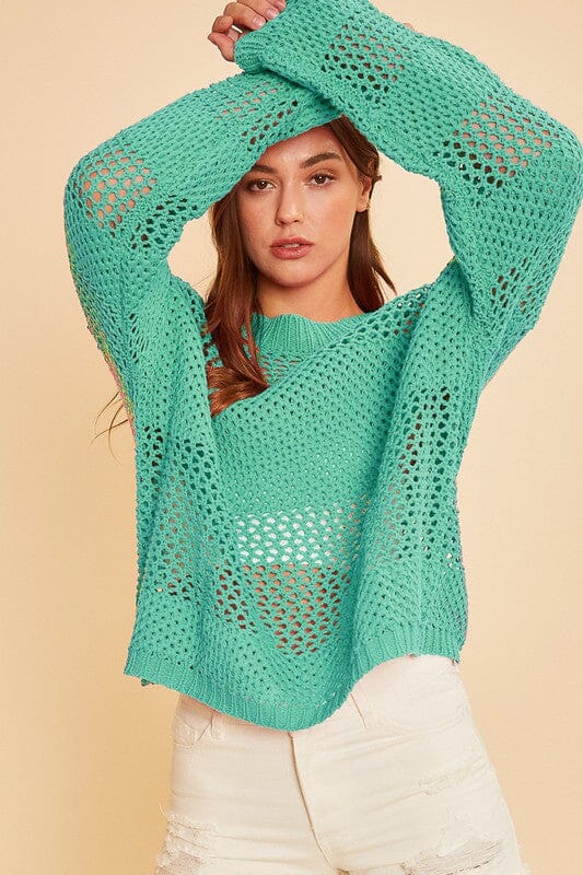 Teal Relaxed Crew Knit Sweater Top