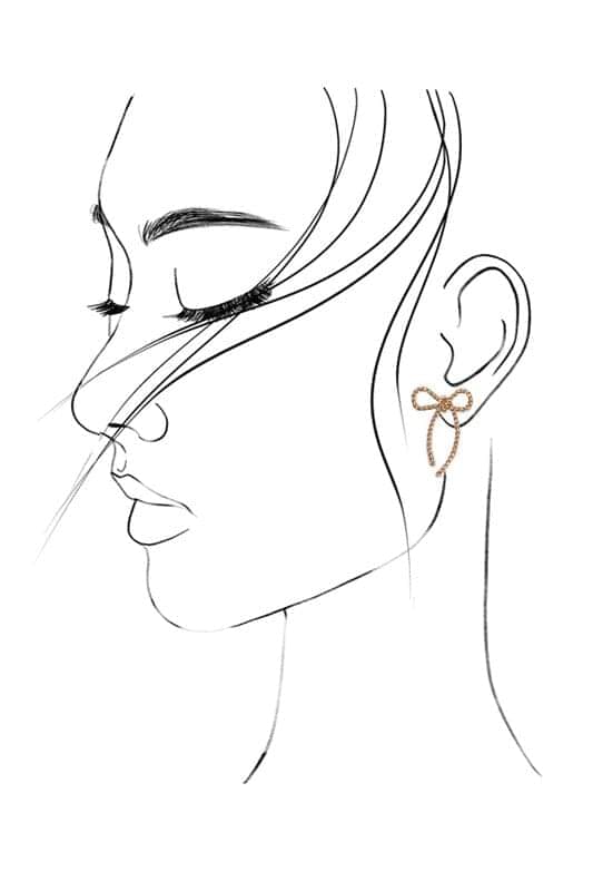 Gold Rope Bow Design Stud Earrings