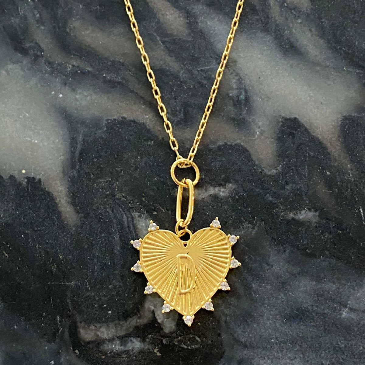Gold Initial Heart Necklace