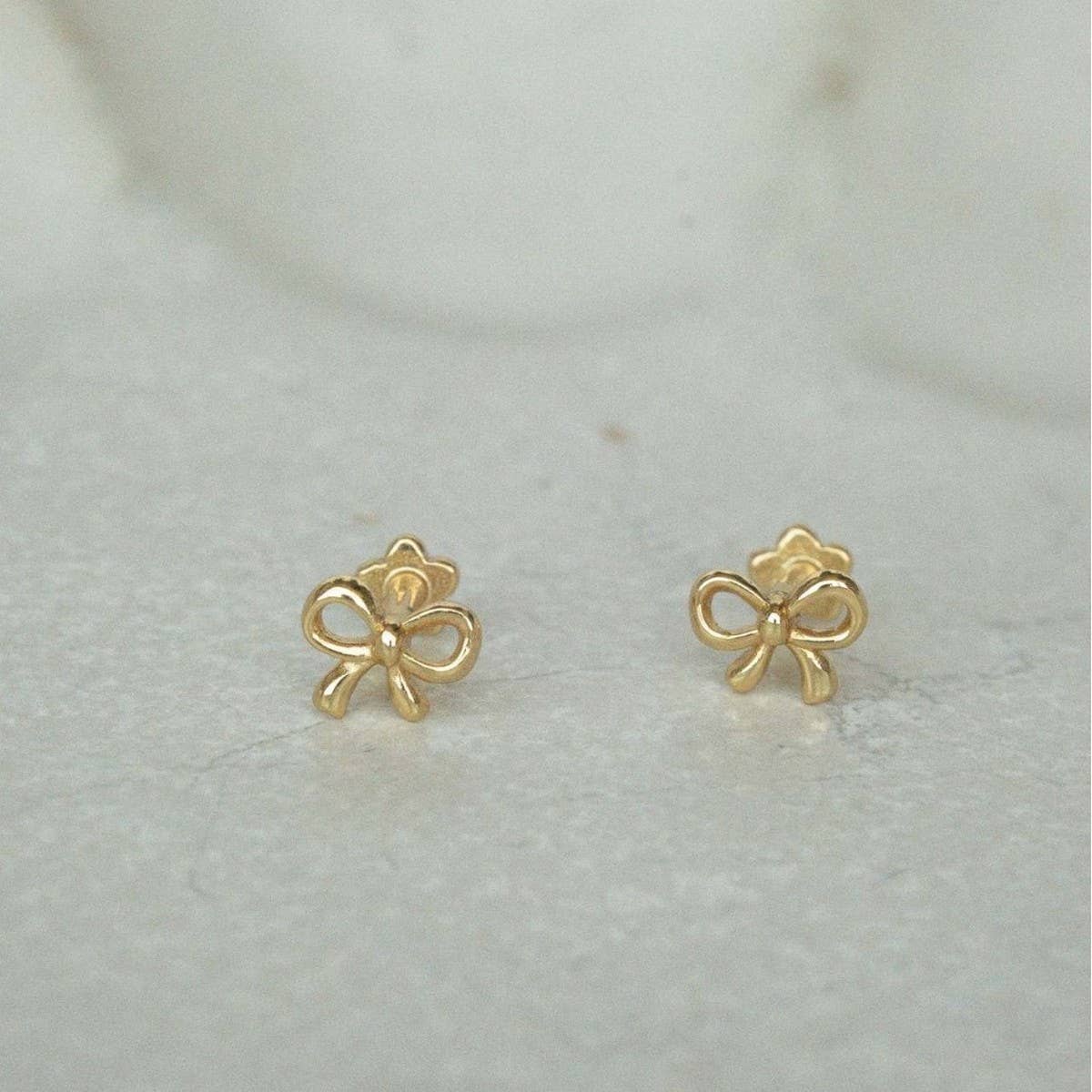 Simple and versatile heart-shaped bow earrings_CWMM5518: GOLD / (OS) 1