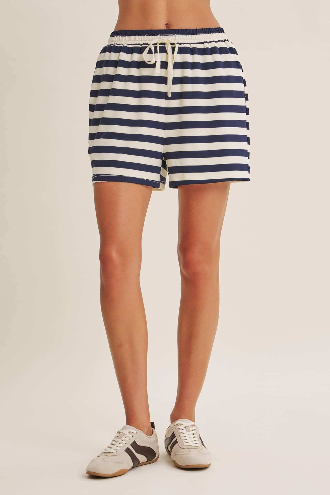 Coastal Stripe French Terry Lounge Shorts - Ultra-Soft Relaxed Fit