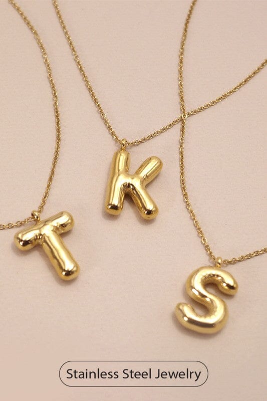 18K Non-Tarnish Bubble Initial Necklace