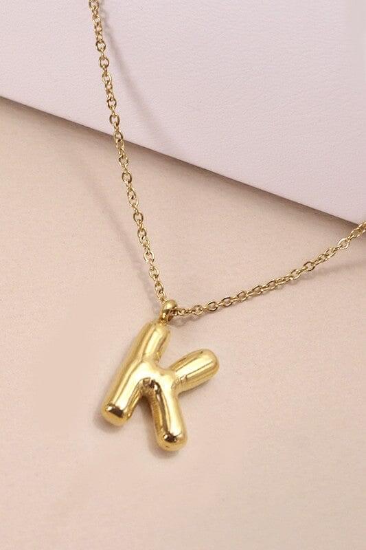 18K Non-Tarnish Bubble Initial Necklace
