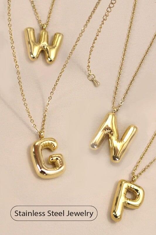 18K Non-Tarnish Bubble Initial Necklace