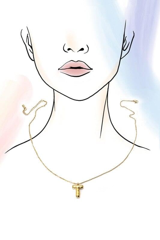 18K Non-Tarnish Bubble Initial Necklace