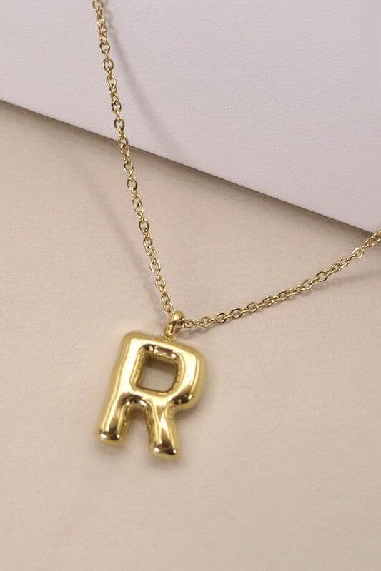 18K Non-Tarnish Bubble Initial Necklace