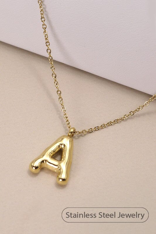18K Non-Tarnish Bubble Initial Necklace