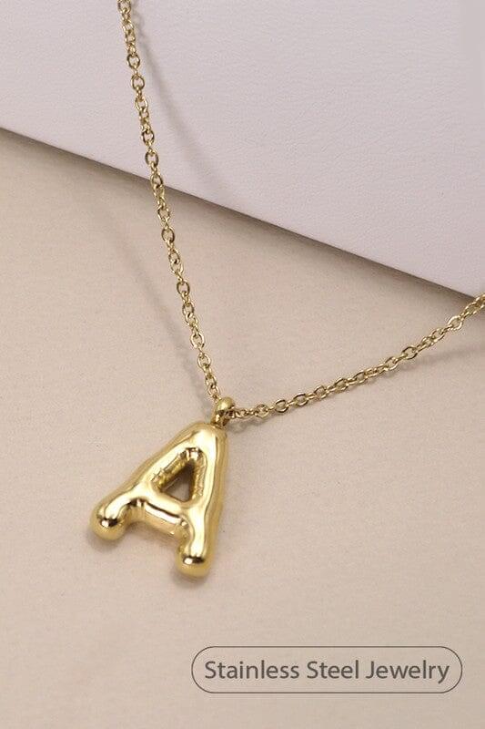 18K Non-Tarnish Bubble Initial Necklace