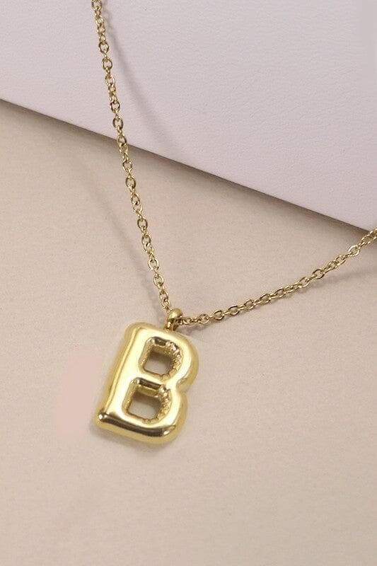 18K Non-Tarnish Bubble Initial Necklace