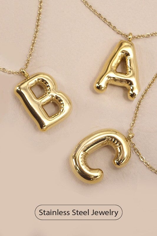 18K Non-Tarnish Bubble Initial Necklace