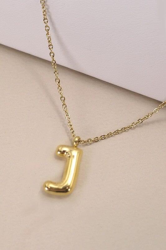 18K Non-Tarnish Bubble Initial Necklace