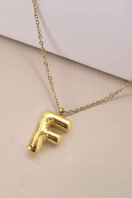 18K Non-Tarnish Bubble Initial Necklace