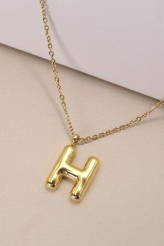 18K Non-Tarnish Bubble Initial Necklace