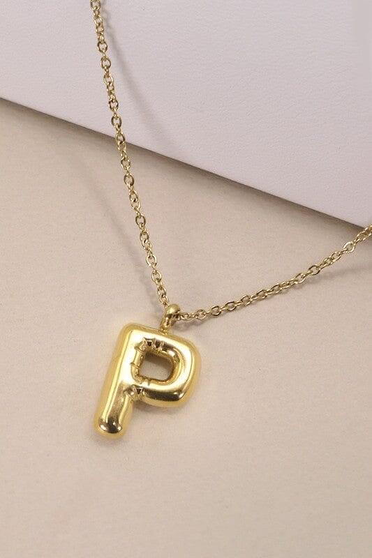 18K Non-Tarnish Bubble Initial Necklace