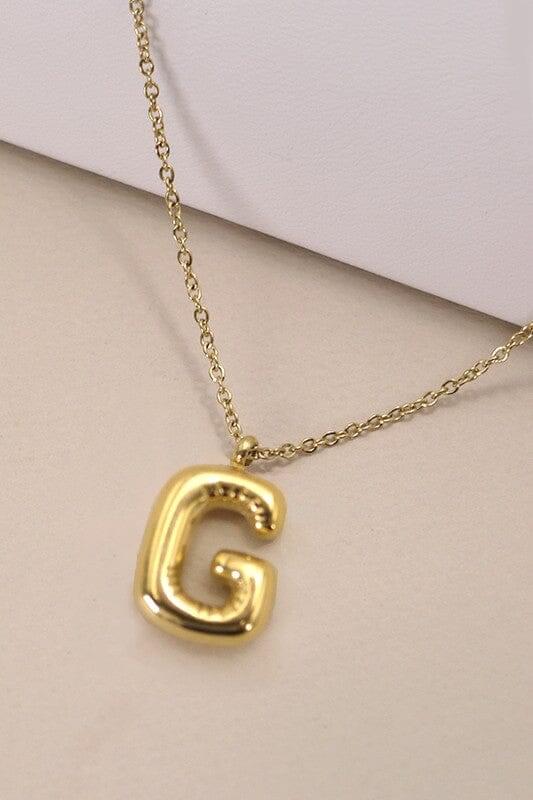 18K Non-Tarnish Bubble Initial Necklace
