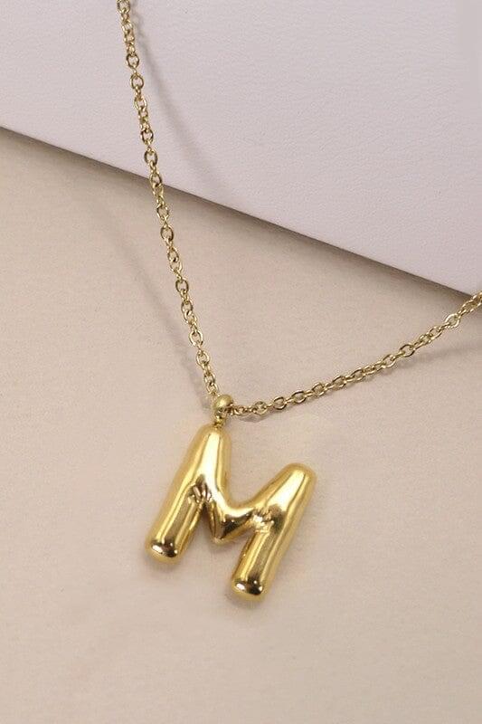 18K Non-Tarnish Bubble Initial Necklace