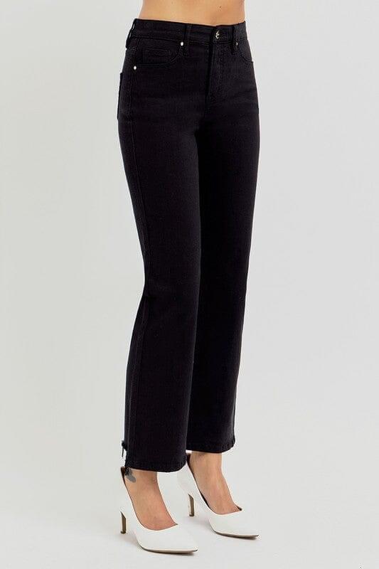 RISEN Tummy Control Black High Rise Crop Straight