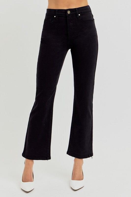 RISEN Tummy Control Black High Rise Crop Straight