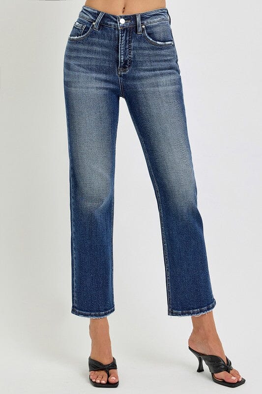 RISEN Tummy Control High Rise Crop Straight Jeans