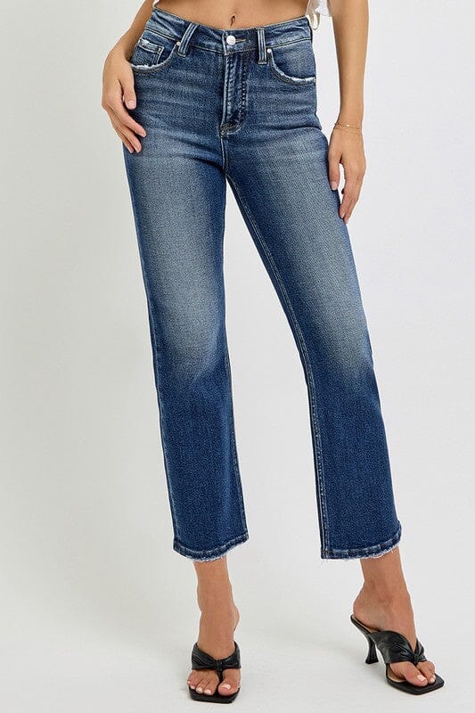 RISEN Tummy Control High Rise Crop Straight Jeans
