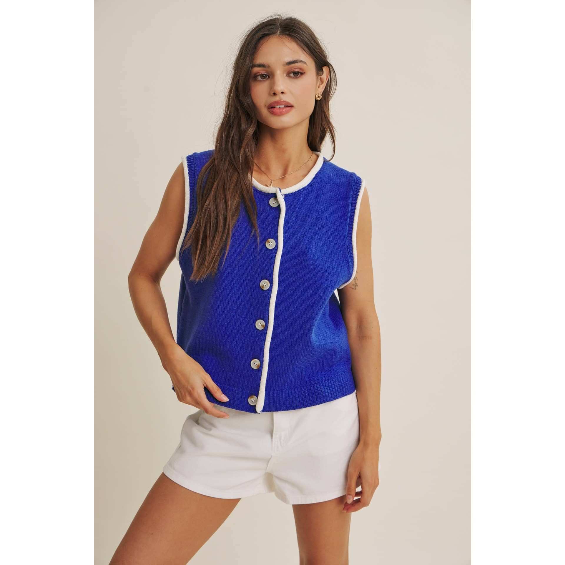 Royal Blue Button-Down Knit Vest