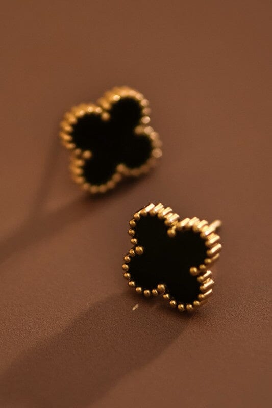 18k Gold Plated Clover Stud Earrings