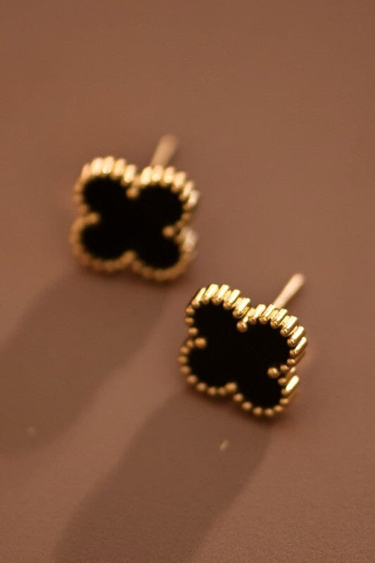 18k Gold Plated Clover Stud Earrings