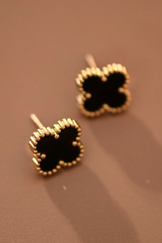 18k Gold Plated Clover Stud Earrings
