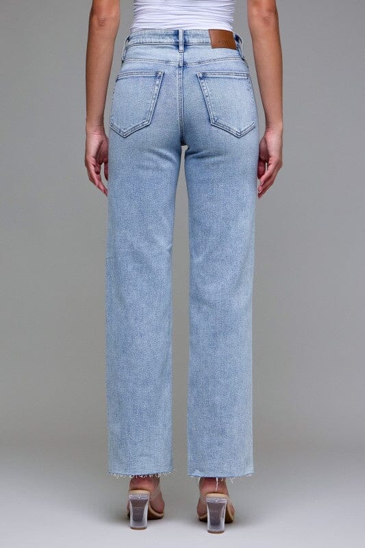 HIDDEN High Rise Light Wash Classic Stretch Straight Leg Jeans