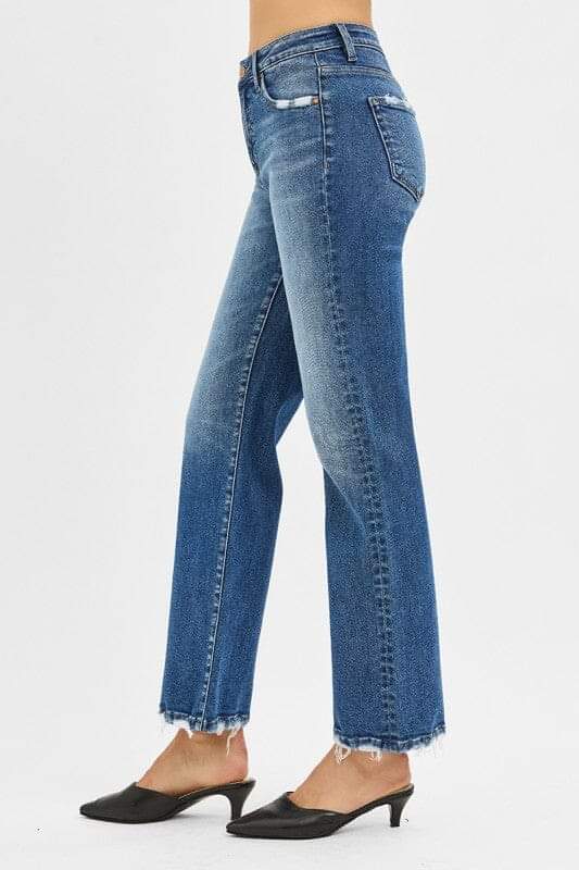 RISEN Tummy Control High Rise Ankle Straight Jeans
