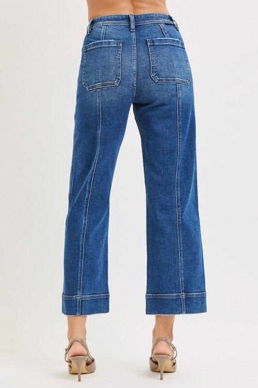 RISEN High Rise Crop Straight Front Seam Detailed Jeans