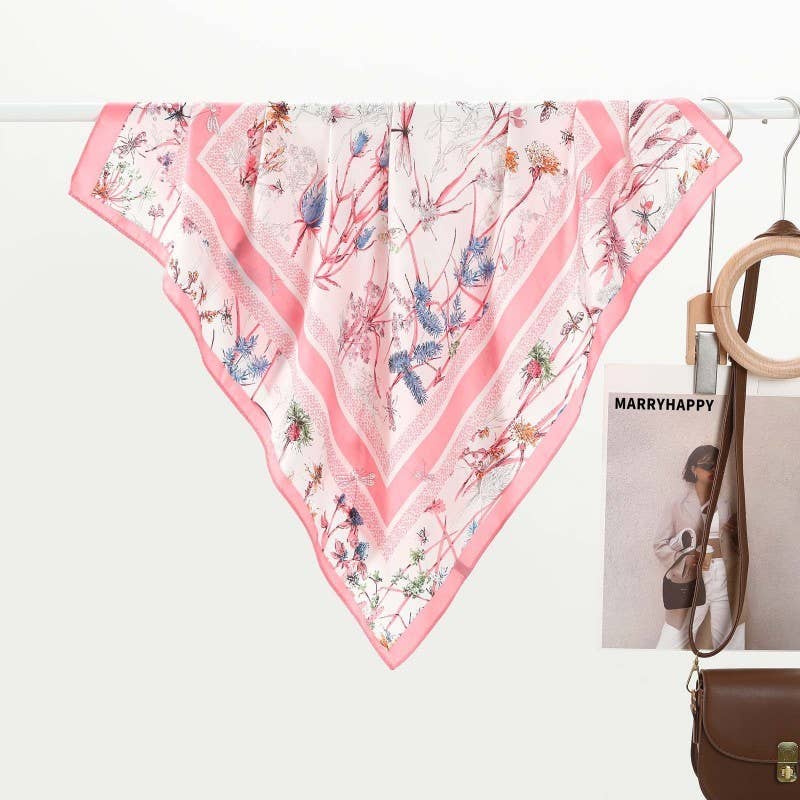 LARGE PRINT SILKY FEEL BANDANA SCARF | 40SC673: Pink | Stella & Grace Boutique .