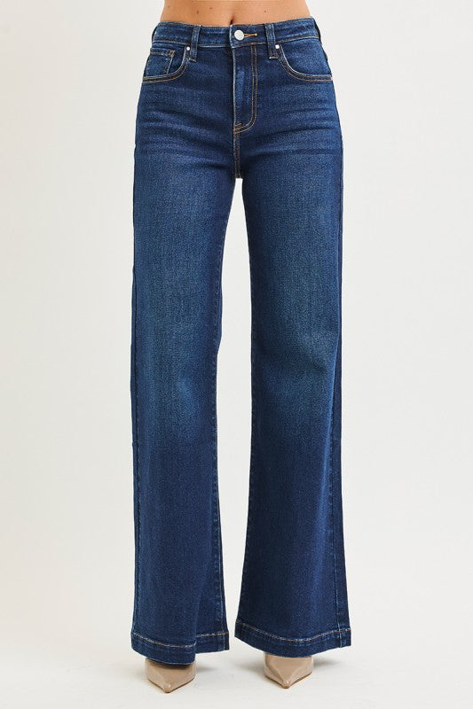 RISEN High Rise Dark Wash Wide Leg Jeans | Stella & Grace Boutique .