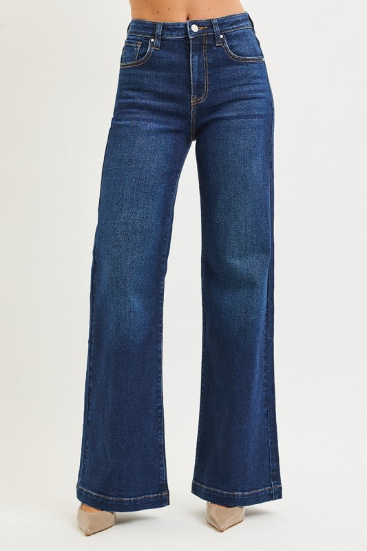 RISEN High Rise Dark Wash Wide Leg Jeans | Stella & Grace Boutique .