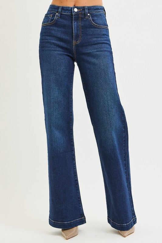 RISEN High Rise Dark Wash Wide Leg Jeans | Stella & Grace Boutique .