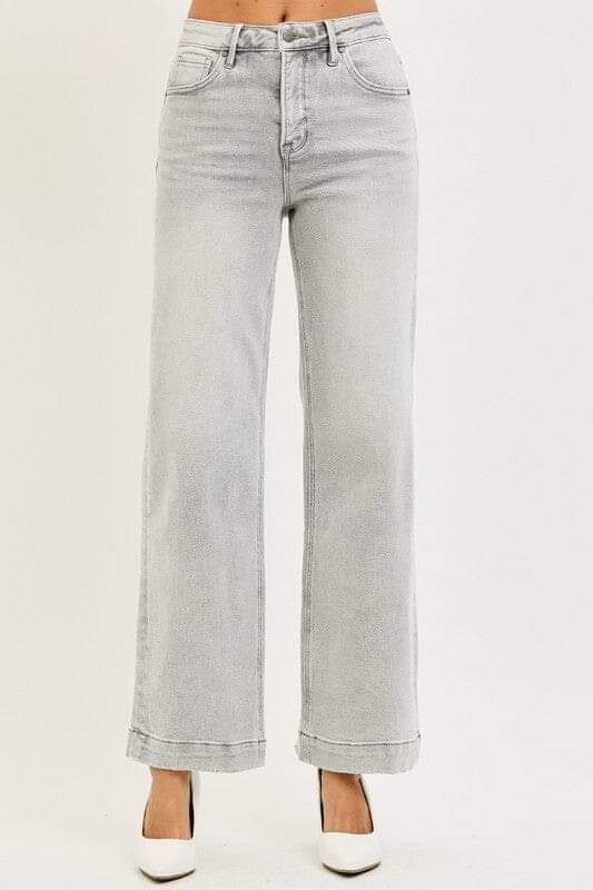 RISEN High Rise Ankle Wide Leg Jeans
