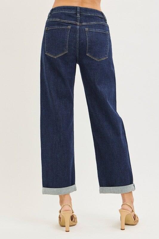 RISEN High Rise Slouchy Boyfriend Cropped Cuffed Hem Jeans