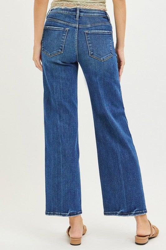 RISEN Sculpt & Straight: High-Rise Tummy Control Ankle Jeans - Dark Wash