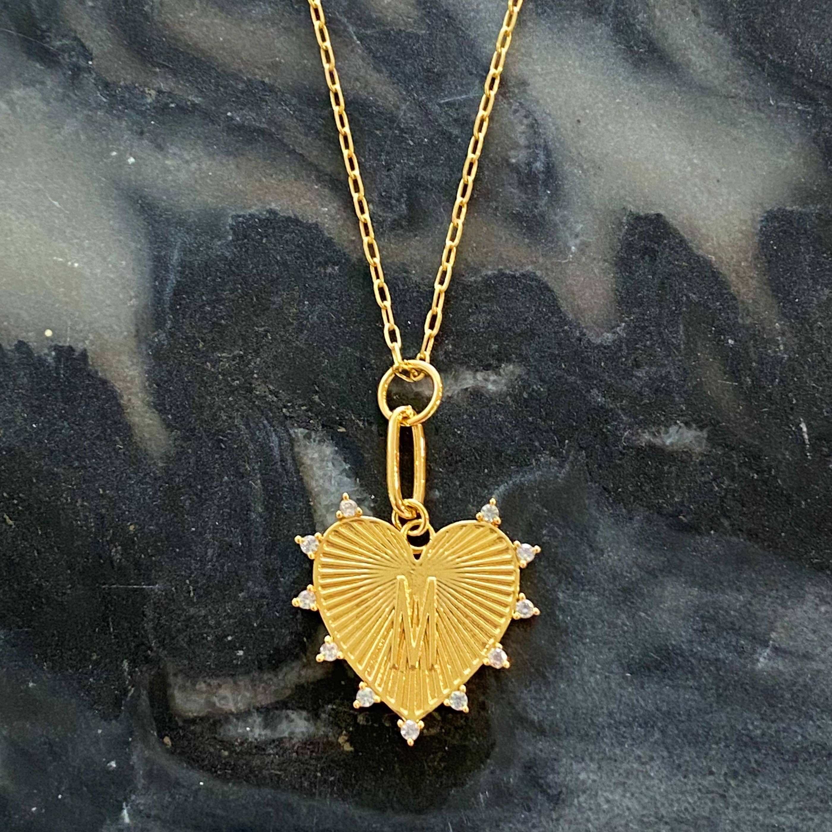 Gold Initial Heart Necklace