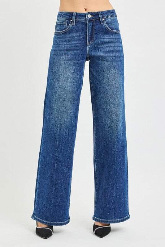 RISEN Dark Wash Slouchy Wide Leg Jeans