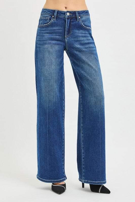 RISEN Dark Wash Slouchy Wide Leg Jeans