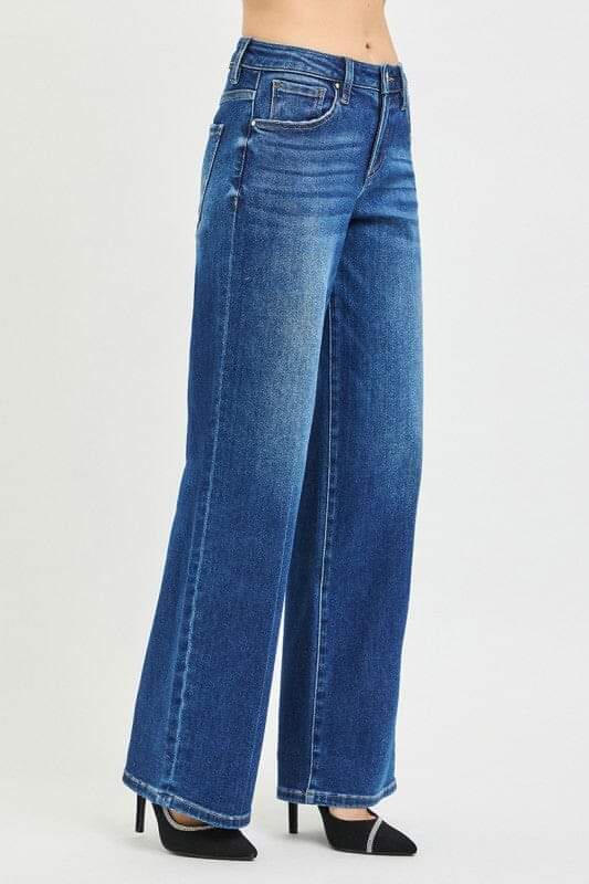 RISEN Dark Wash Slouchy Wide Leg Jeans