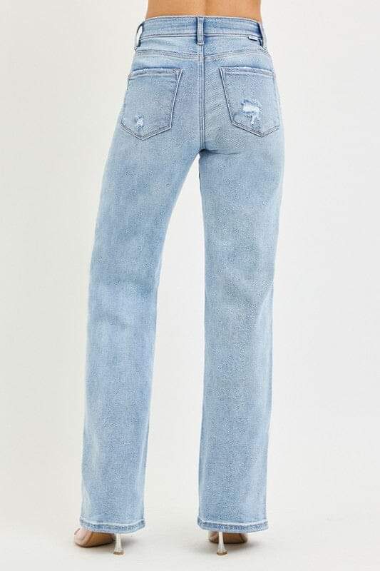 RISEN Tummy Control E-band High Rise Wide Leg Jeans