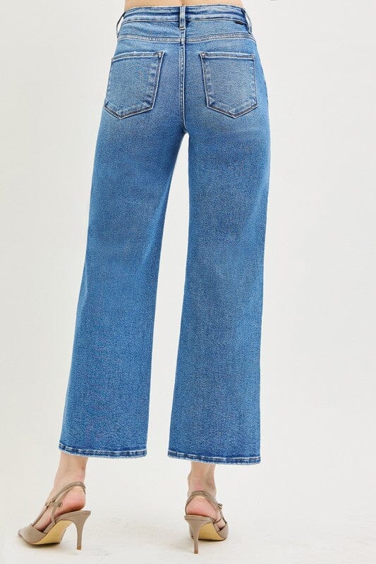 RISEN Tummy Control High Rise Crop Wide Leg Jeans