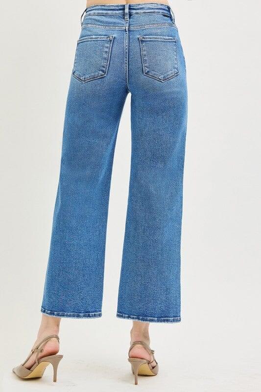 RISEN Tummy Control High Rise Crop Wide Leg Jeans