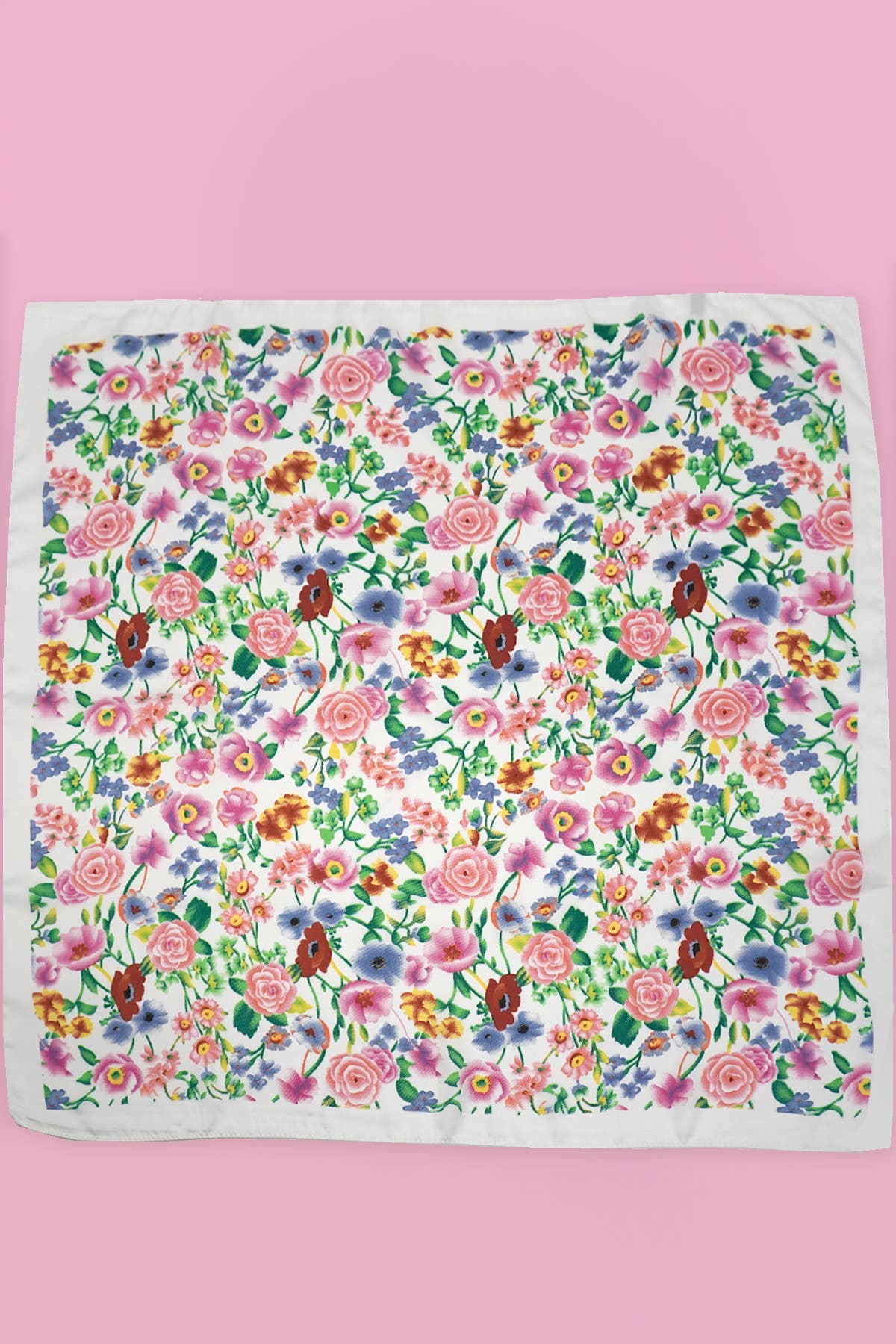 LARGE FLORAL PRINT BANDANA SCARF | 40SC656: White | Stella & Grace Boutique .