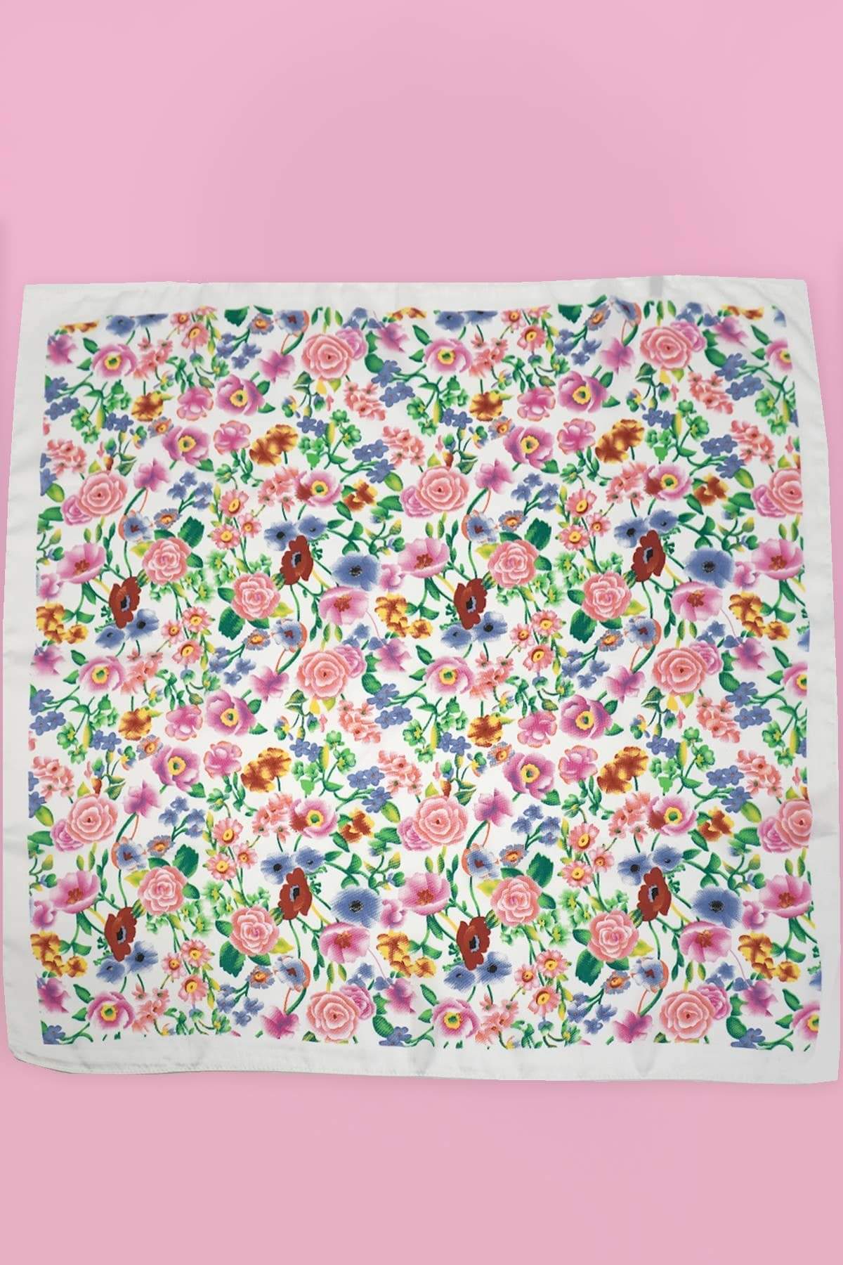 Stella Floral Square Bandana Scarf – Versatile 27" Satin-Feel Wrap